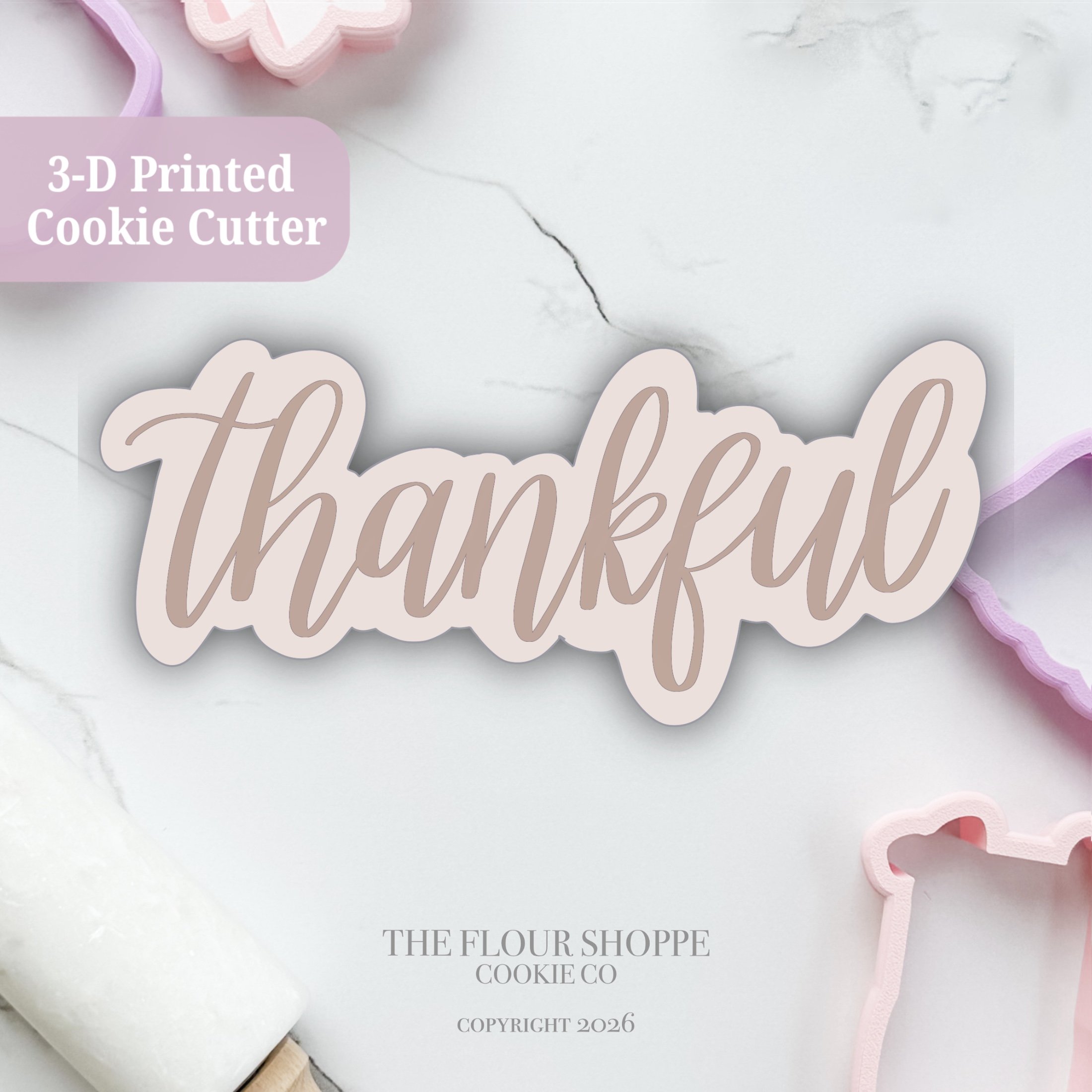 Thankful Skinny Thanksgiving Cookie Cutter STL