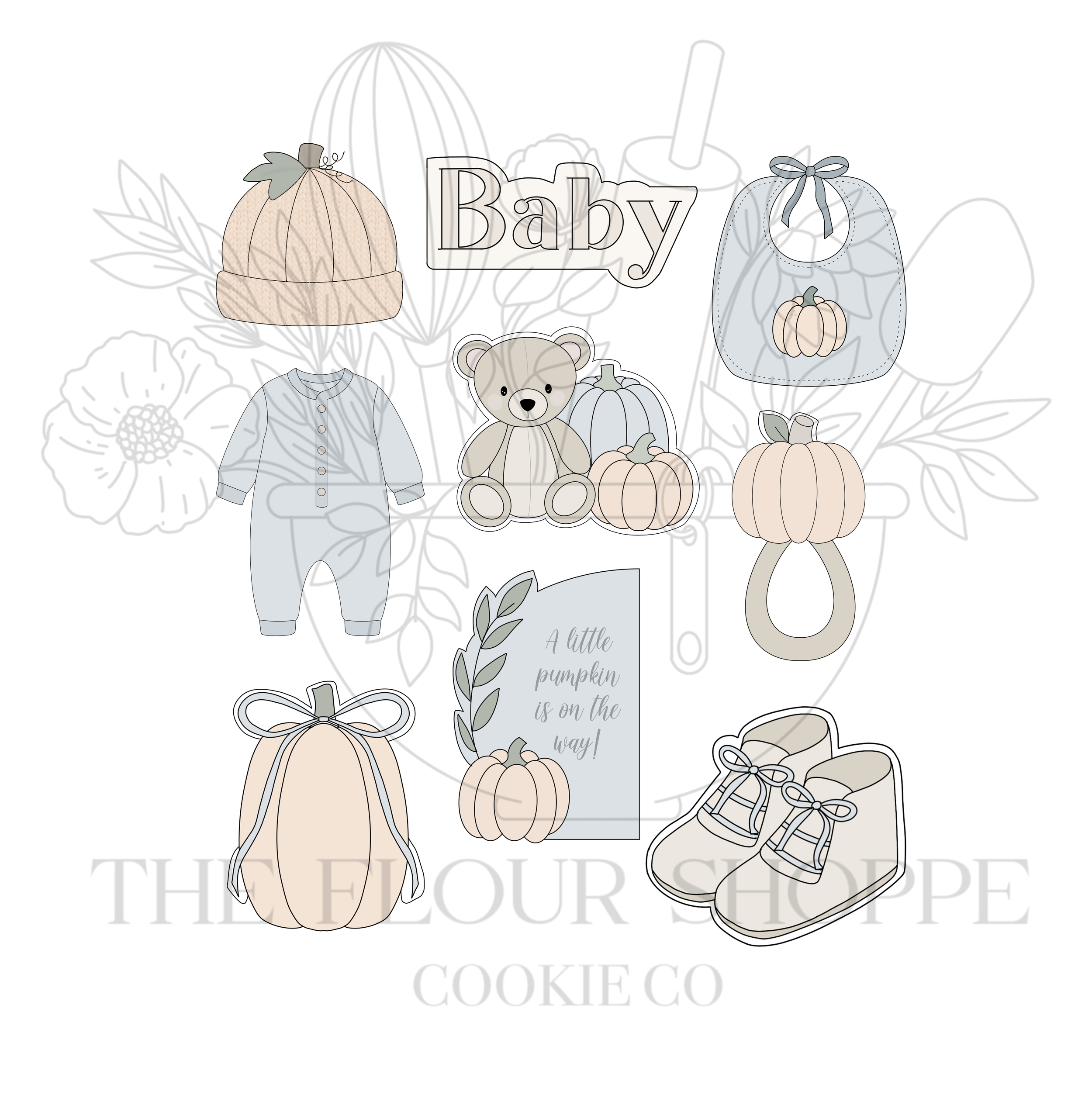 A Little Pumpkin is on the Way, Cookie Cutter STL Set, Pumpkin Fall, Halloween Baby Shower, CCOTW