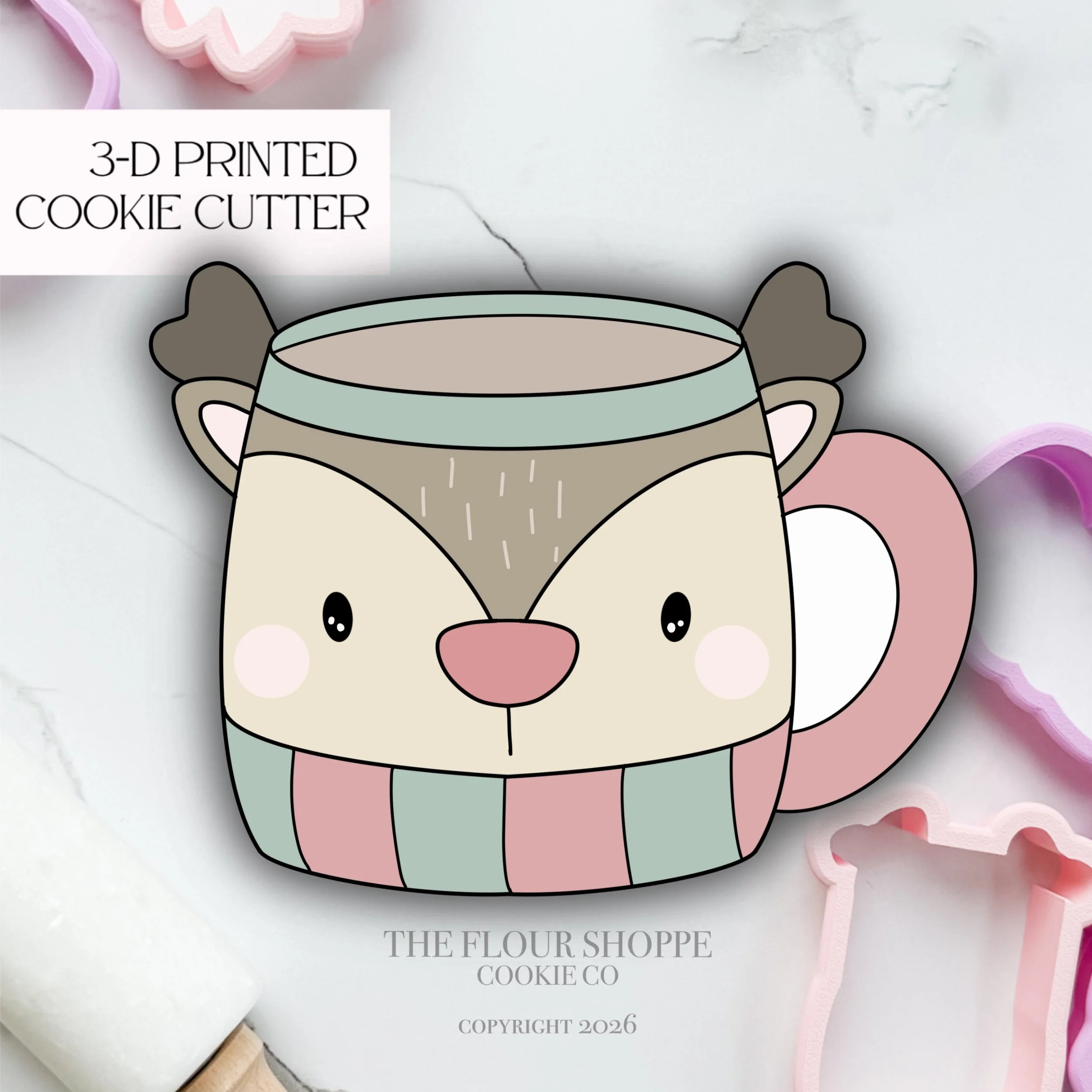 Reindeer Mug Cookie Cutter STL