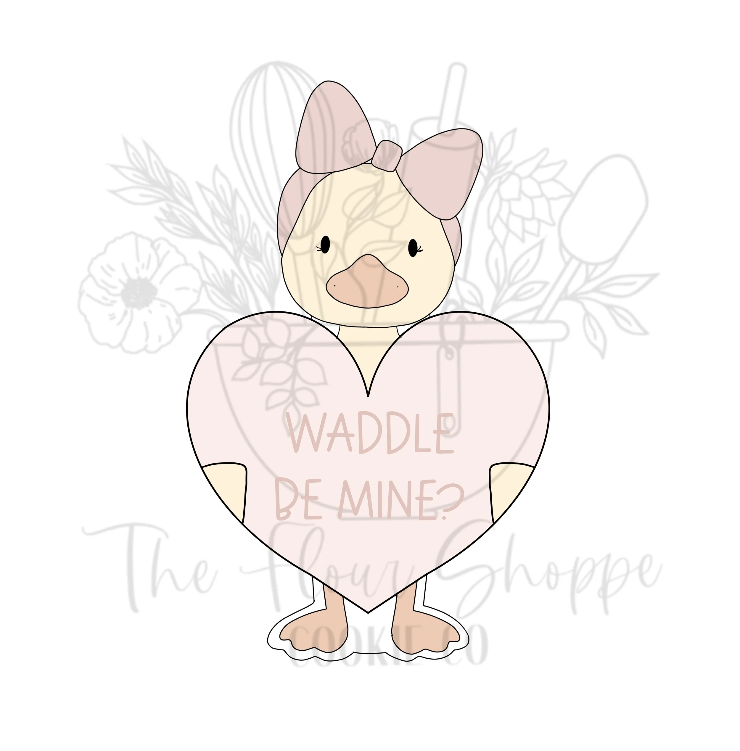 Duck with Bow and Heart Valentine's Personlized Animal Cookie Cutter STL