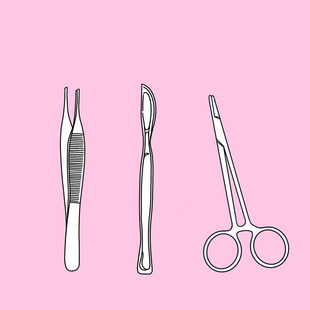 Pink suture scissors
