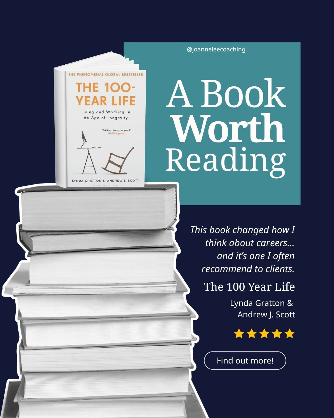 Book review: The 100-Year Life 📚

This is a book that genuinely changed how I think about careers, and one I often recommend to clients.

One of the biggest ideas is this: we&rsquo;re no longer living a simple three-stage life (education &rarr; care