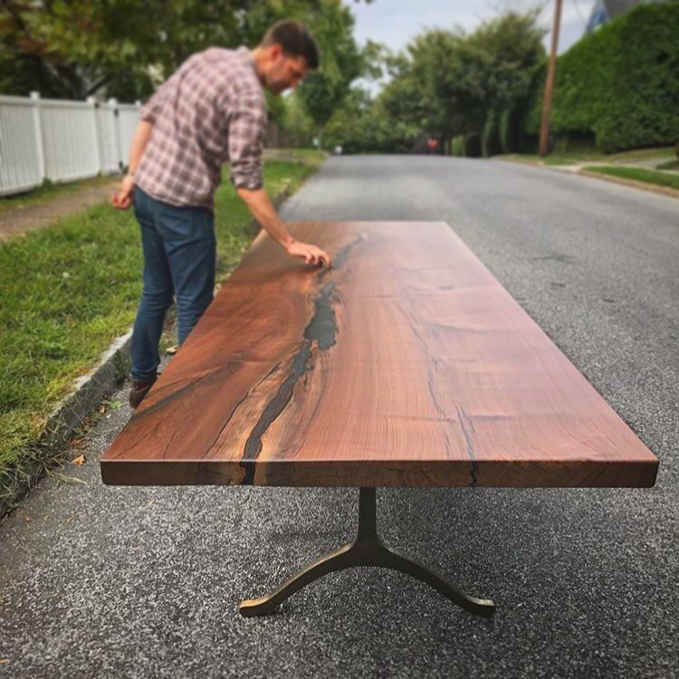 Pre-install inspection on this handsome piece from @slabsupplyco . Have you made a table with our legs? Tag us! We&rsquo;d love to see it 🤜🤛
.
.
.
.
#castiron #castironlegs #castirontablelegs #castirontablebase #legsfordays #nicelegs #castironlove 