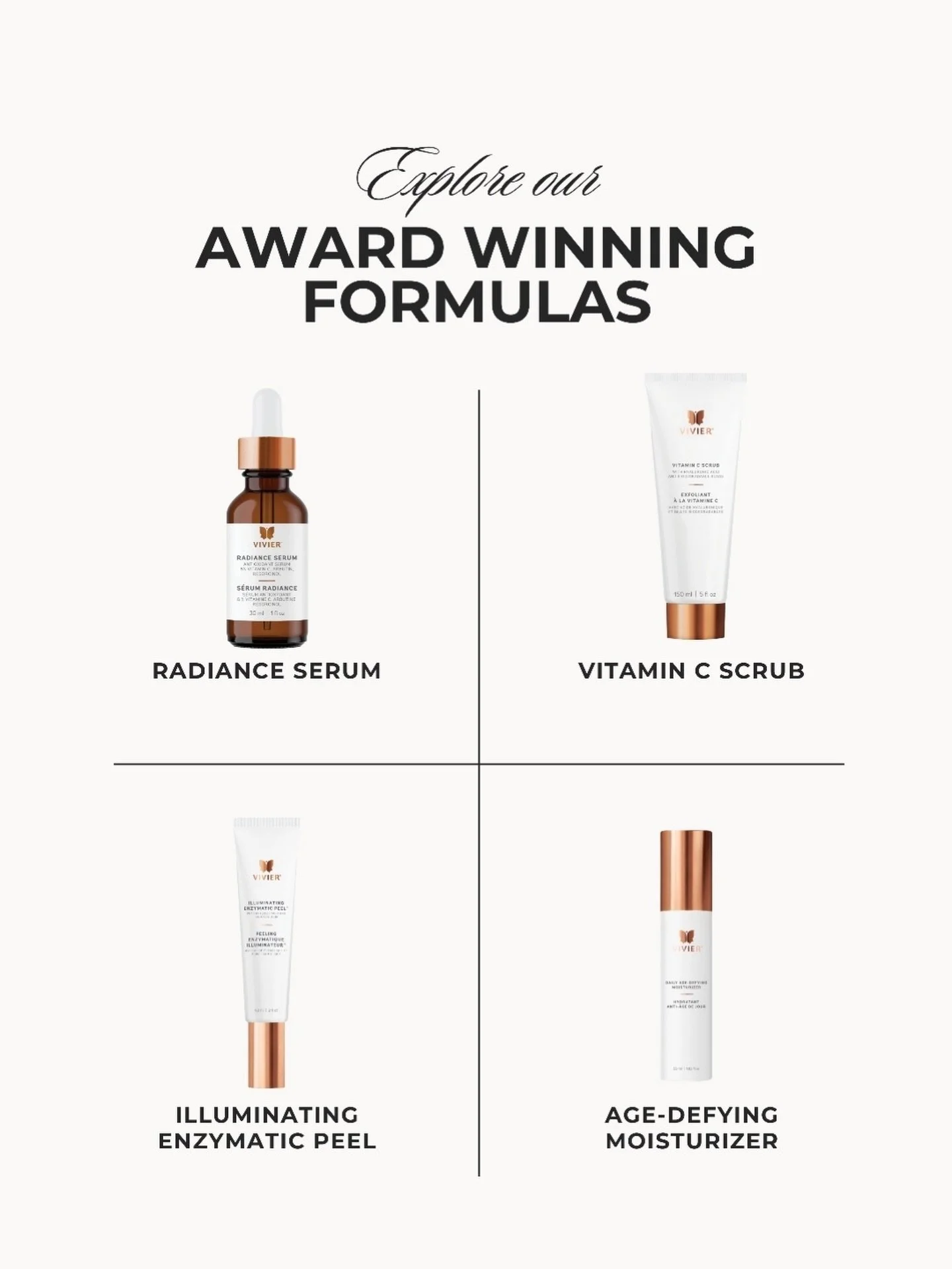 Discover why these Vivier favourites continue to top award lists and skincare routines alike ✨
⠀⠀⠀⠀⠀⠀⠀⠀⠀
Here&rsquo;s a closer look at each of our award-winning formulas:
🌿 Daily Age-Defying Moisturizer
🏆 Award: Clin d&rsquo;Oeil Experts&rsquo; Cho