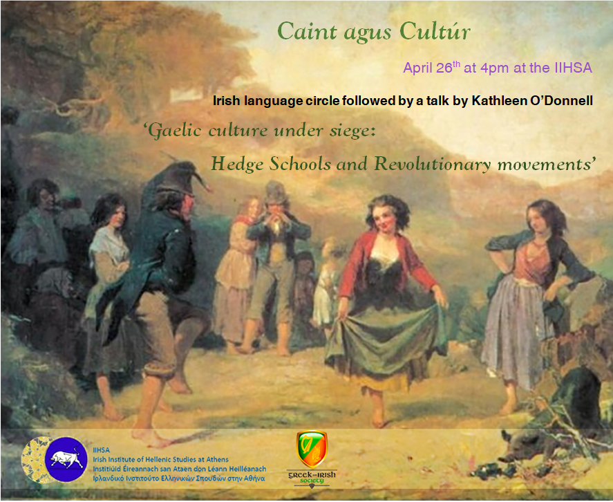 Ciorcal comhrá&nbsp;(Irish-language circle)and lecture, Kathleen O'Donnell, &nbsp;“Gaelic Culture under Siege: Hedge Schools and Revolutionary Movements”