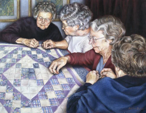 Quilting Bee - acrylic on canvas, 28" x 36", SOLD