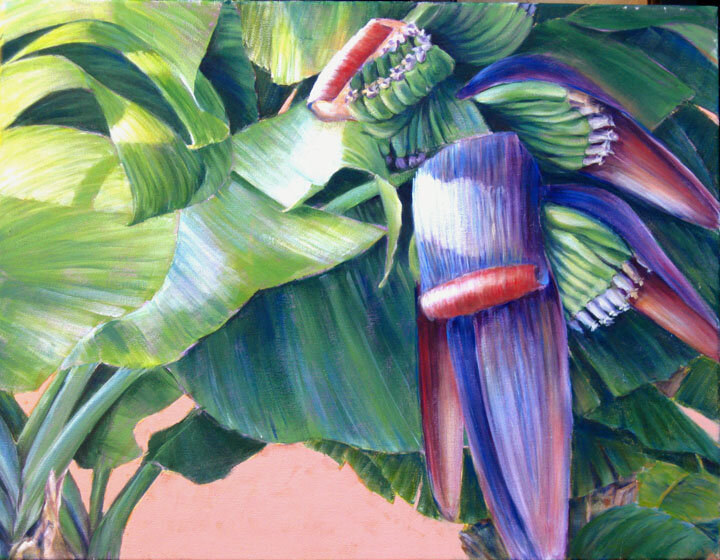 Flowering Banana Tree - acrylic on canvas, Collection of the Bermuda Masterworks Museum