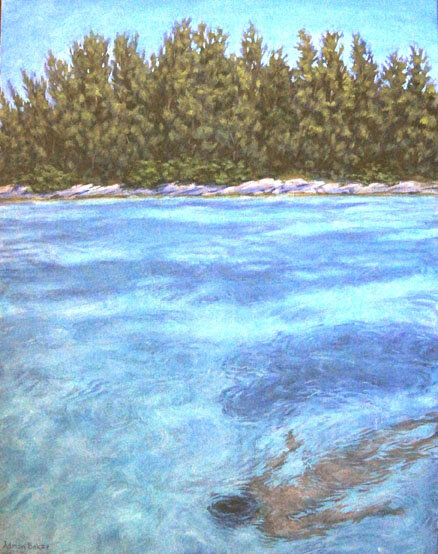 Swimmer at Whalebone Bay - acrylic on canvas, SOLD