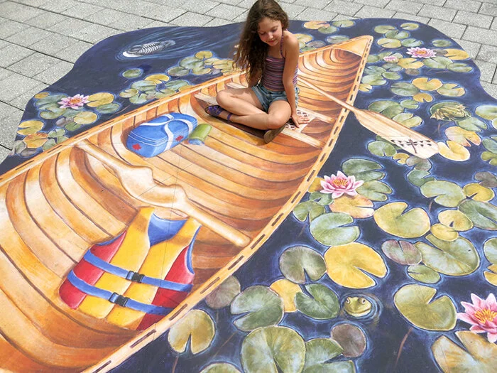 Canoing through the lily pads