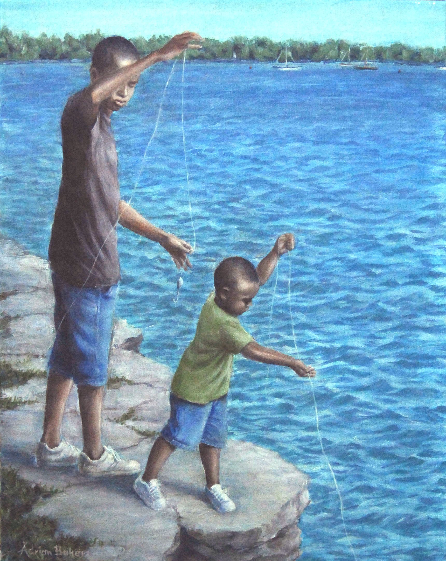 Young Fishermen - acrylic on canvas - SOLD