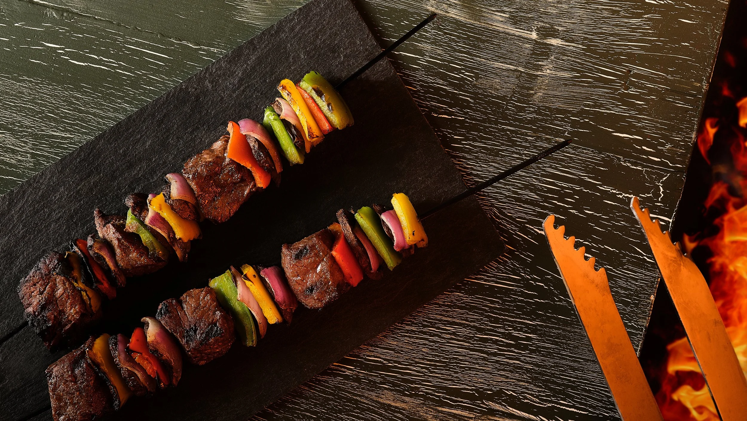 Steak Kabobs and Fire - James Robertson - Commercial Food Photographer in Oklahoma.jpg
