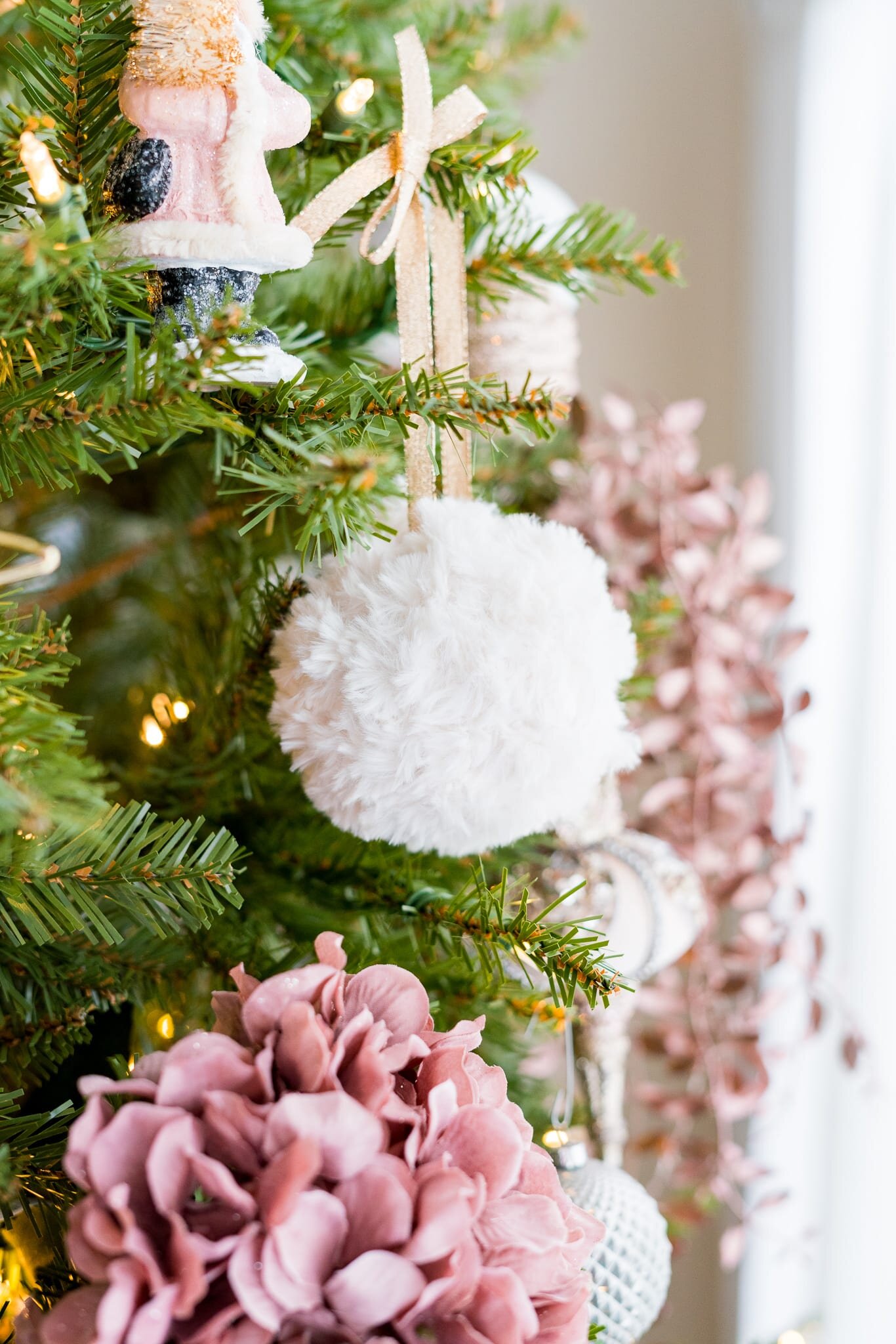 white fluffy crochet ornament