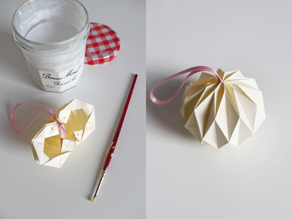 white origami sphere ornament