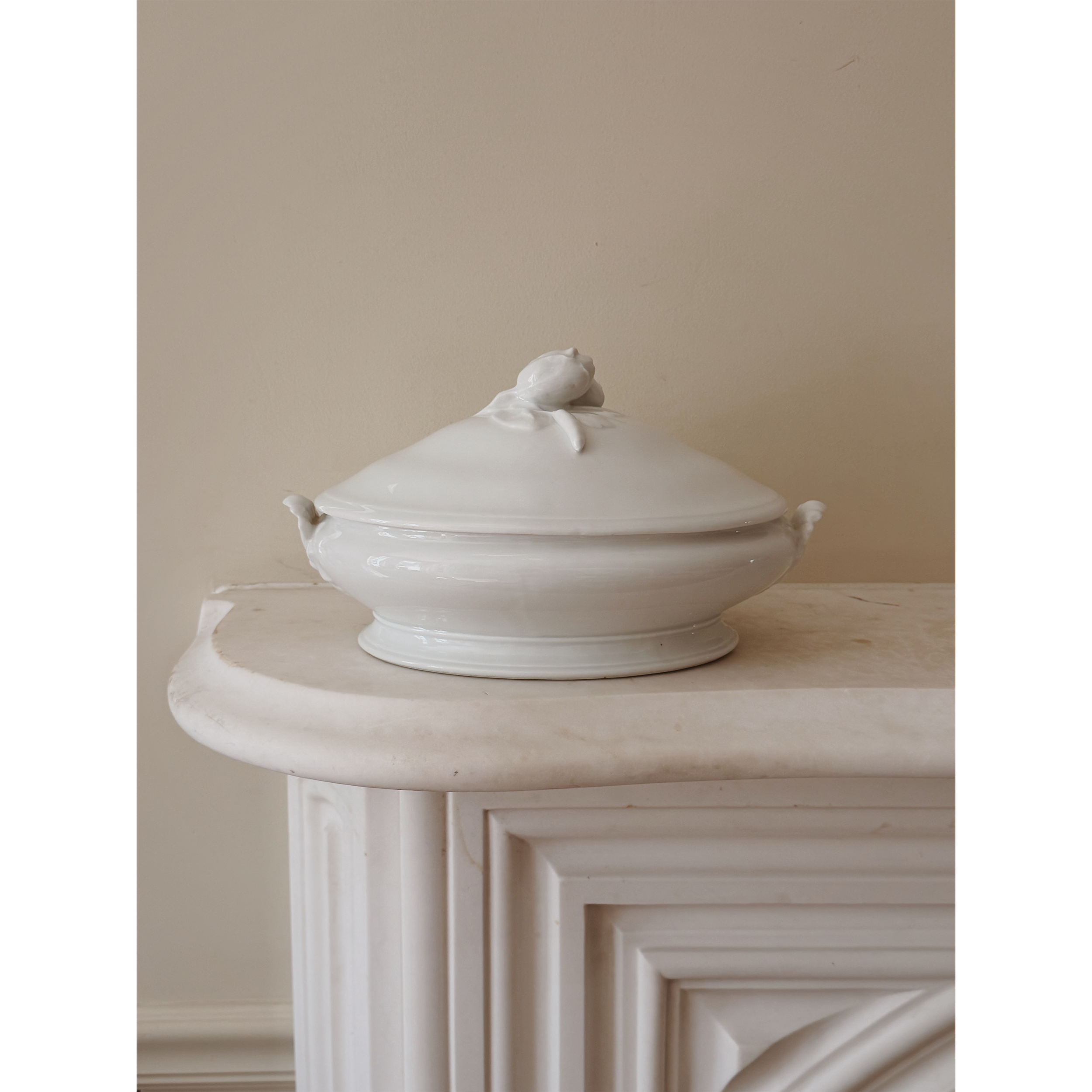 Antique White Ironstone Covered Tureen