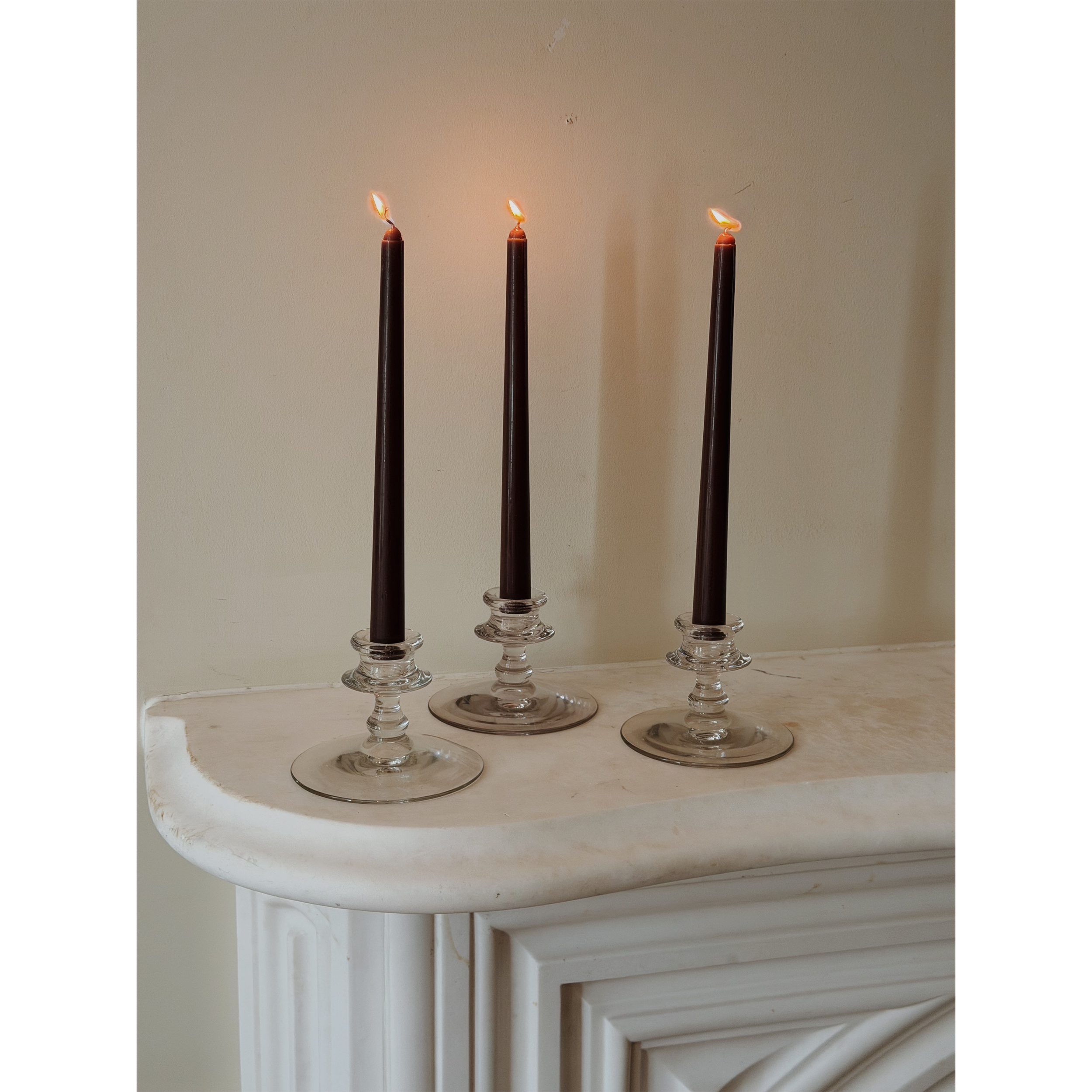 Set of Three Vintage Glass Candlesticks