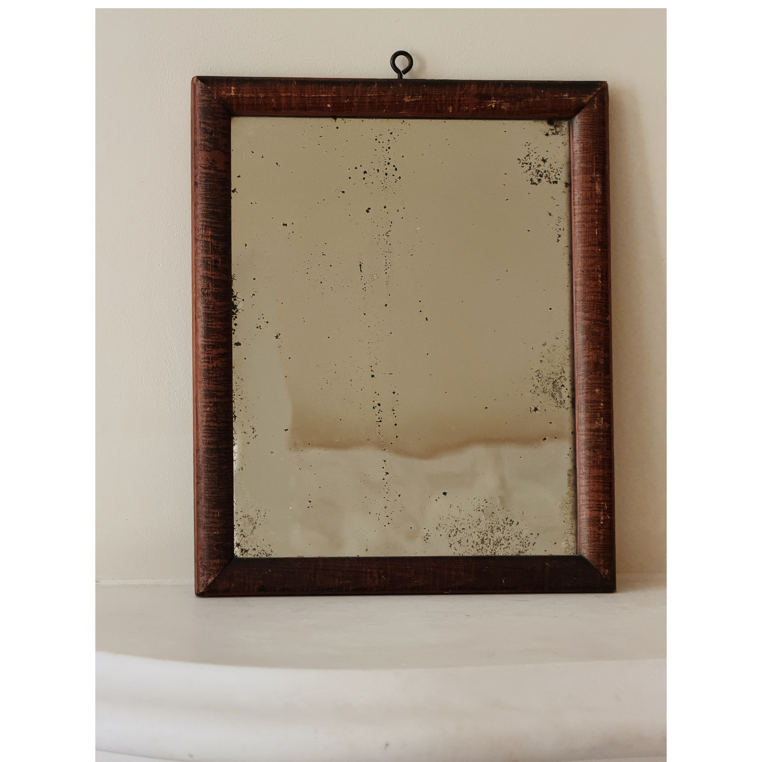 Petite Antique Foxed Wood Mirror c. 1900 - 1930