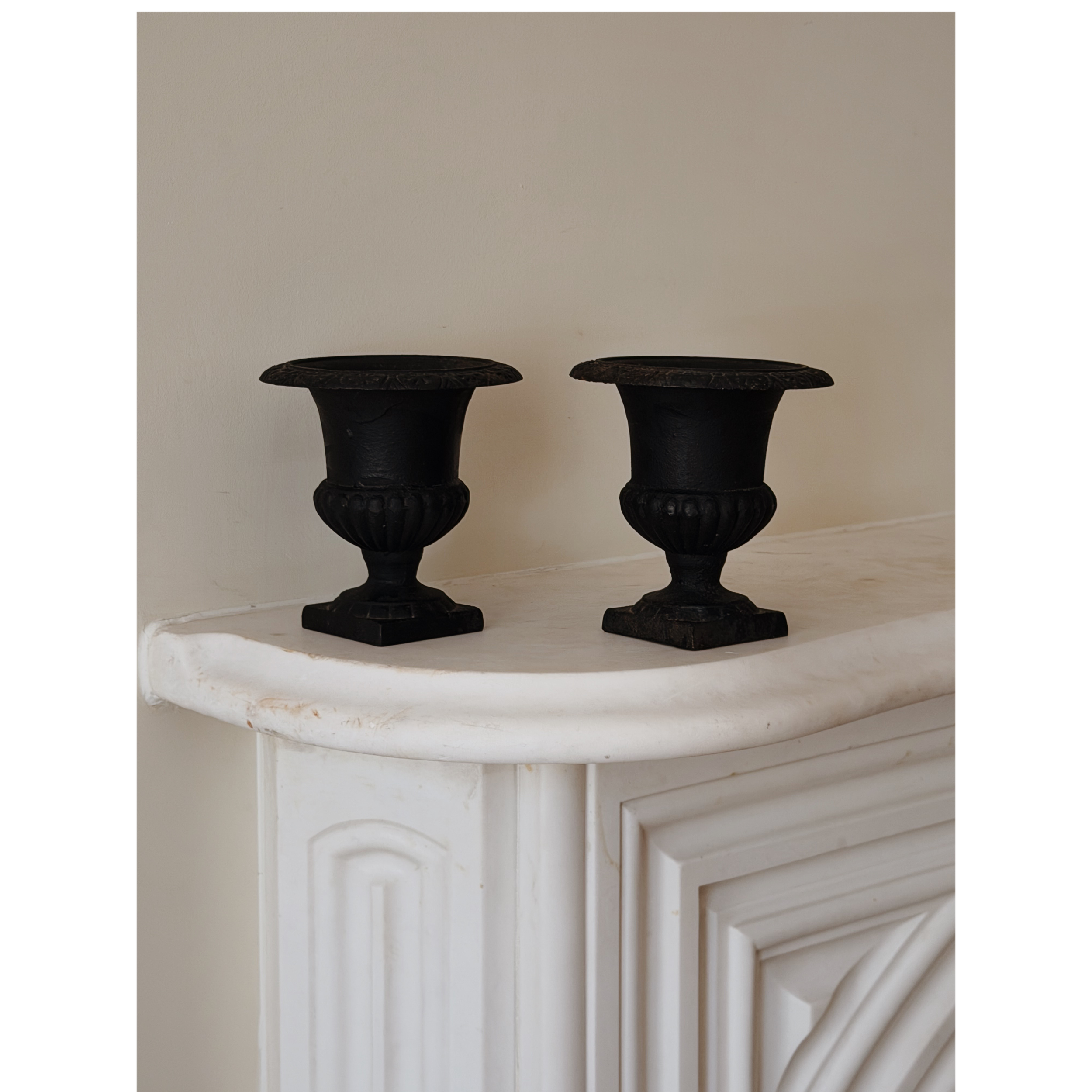 Pair of Antique Cast-Iron Urns