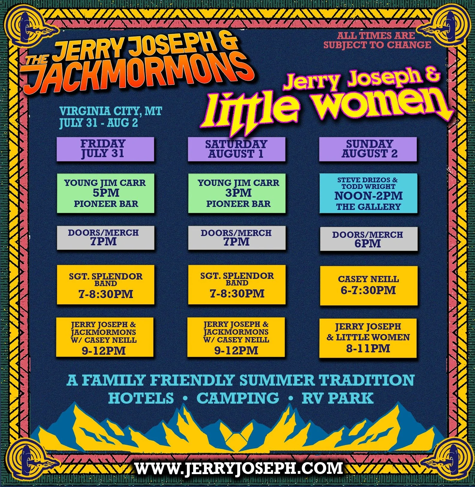 Jerry Joseph &amp; the Jackmormons return to Virginia City, MT this Summer (7/31-8/2)!