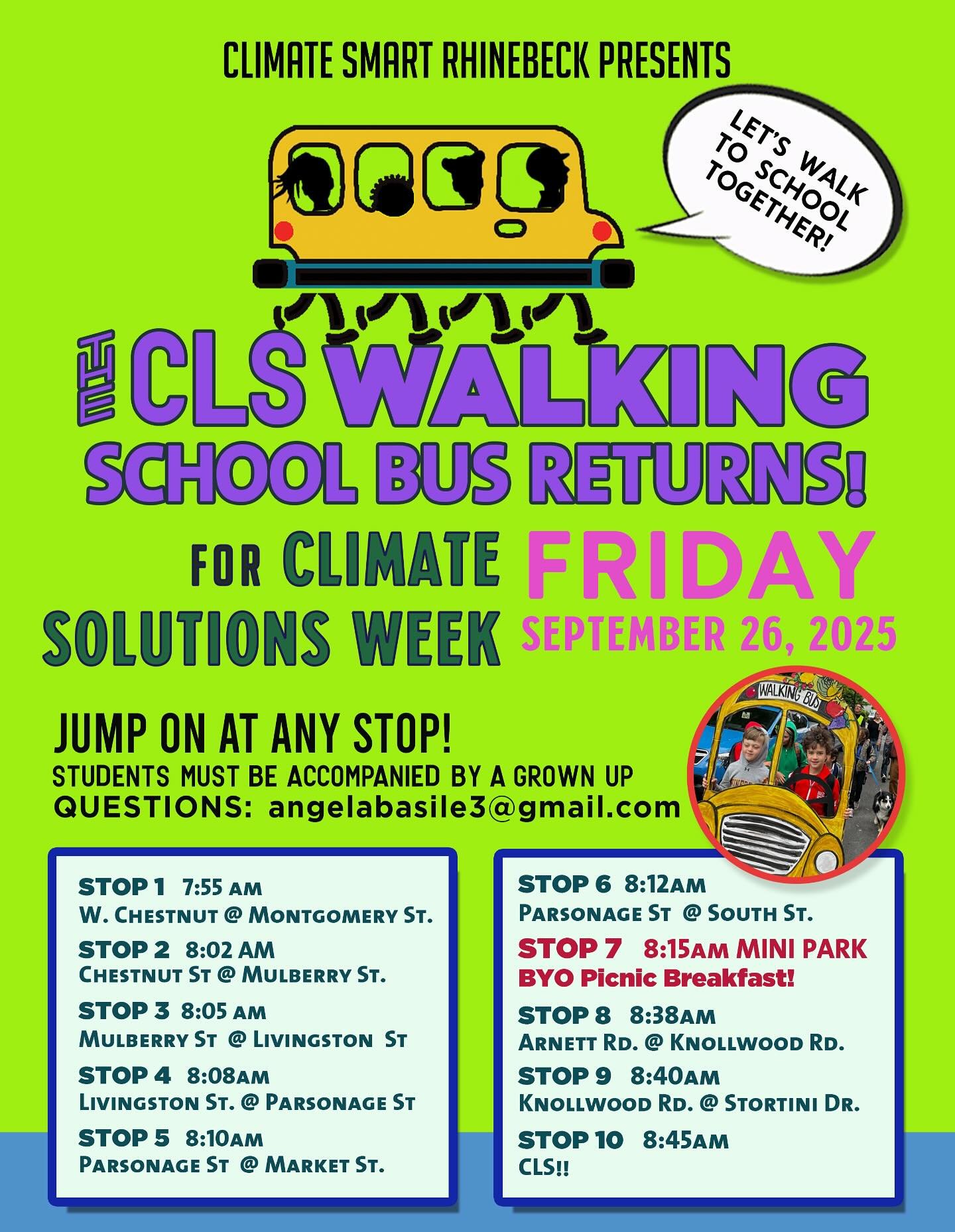 @walkingschoolbus_rhinebeck is back-to-school! Chancellor Livingston Elementary School families are invited to walk and bike together en masse to CLS on Friday Sept 26! #hvclimatesolutionsweek #climatesmartcommunities #rhinebeck #hudsonvalley #pedest