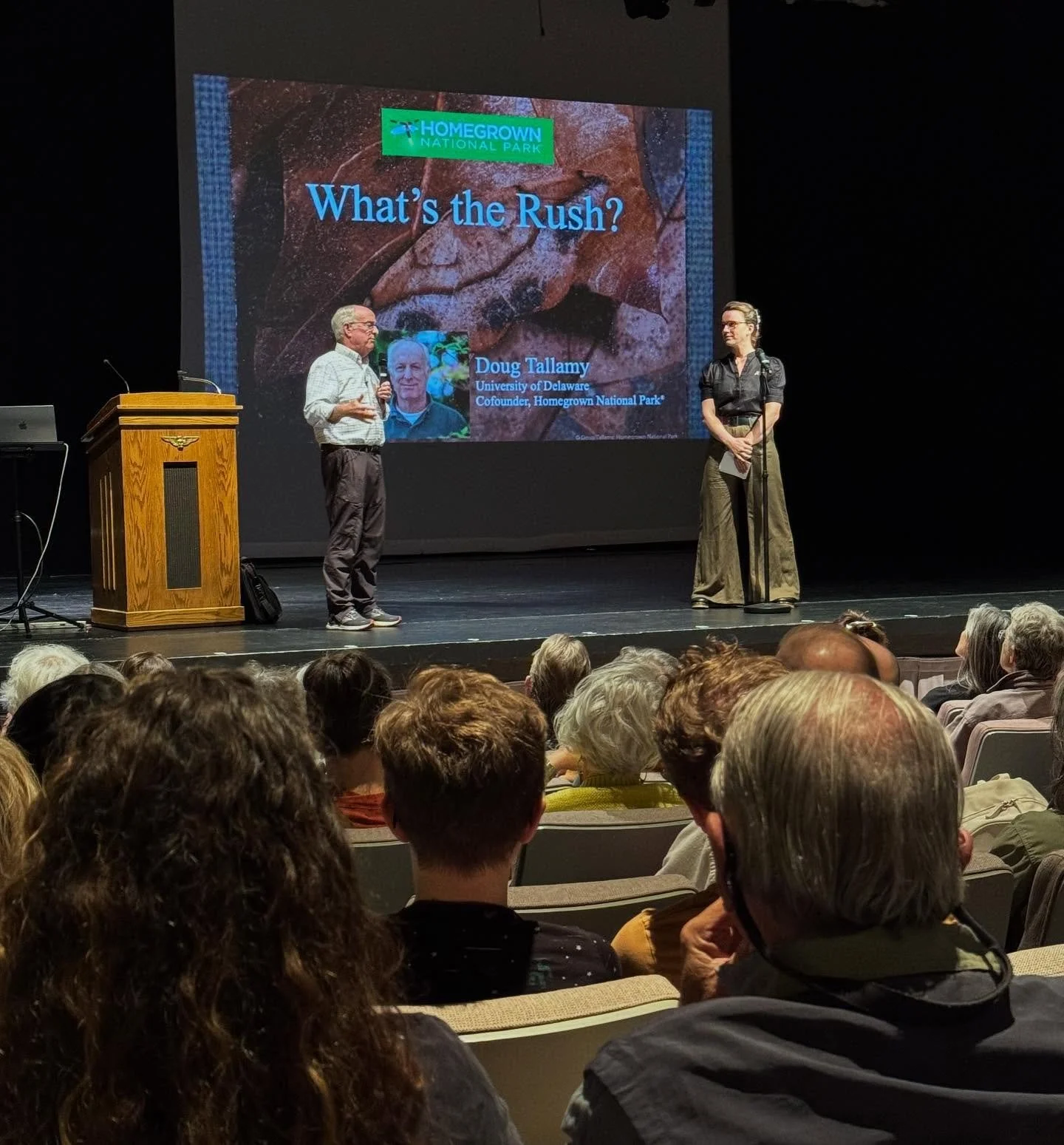 Full house (400 people!) for @doug_tallamy inspiring folks to bring conservation principles to their own yards #homegrownnationalpark @homegrownnationalpark Well done, Avalon from @climateactionhv #pollinatehv for moderating hundreds of questions and