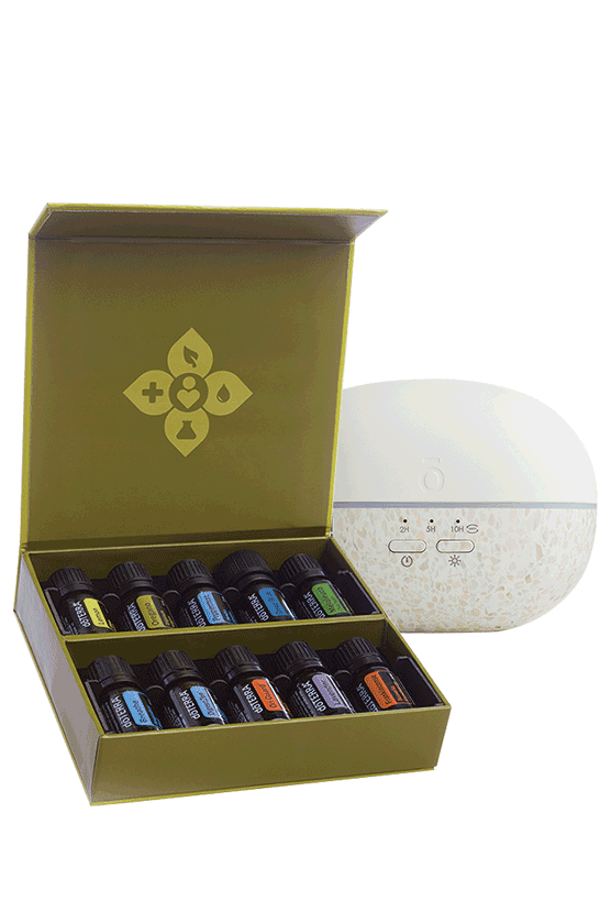 collection of oils with diffuser