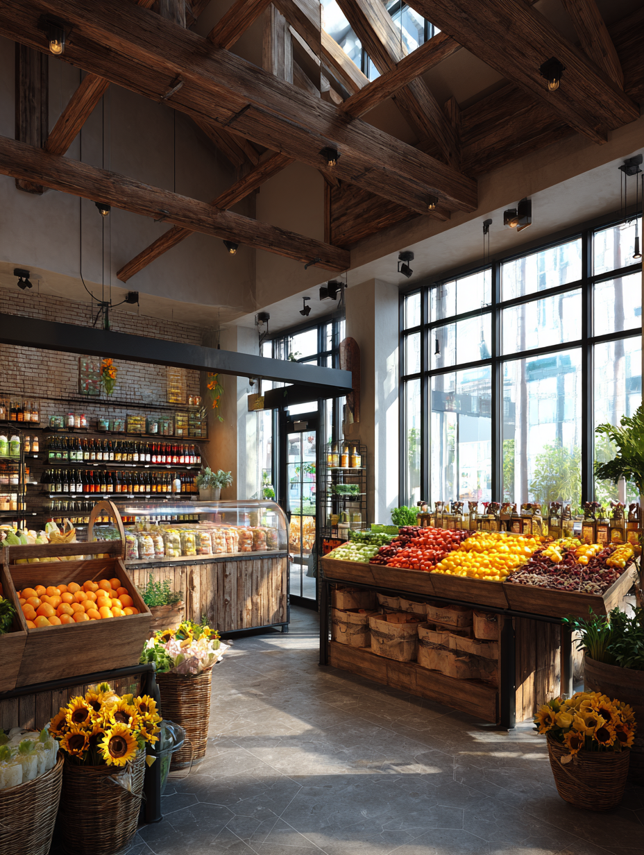 A photo of the interior of a grocery store.