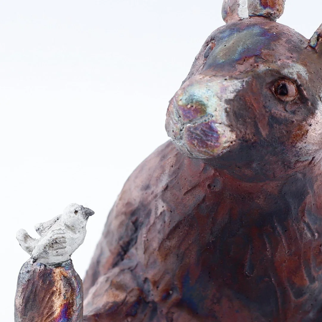 Have you spotted these fuzzy friends at the Alberta Craft Gallery in Edmonton? Lisa Wilkinson creates raku fired sculptures that delight in their expressions and comfortable posing. Find these pieces in store, online, or on our Facebook and Instagram