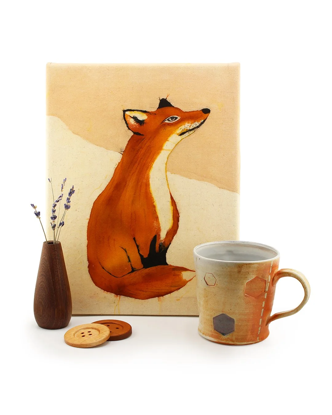Mother&rsquo;s Day is just around the corner! Looking for a unique gift that celebrates creativity and Craft? We've put together a collection of pieces inspired by the colours in Gwen Bodie&rsquo;s charming batik Red Fox.🦊

Pieces (l-r)
Bud Vase in 