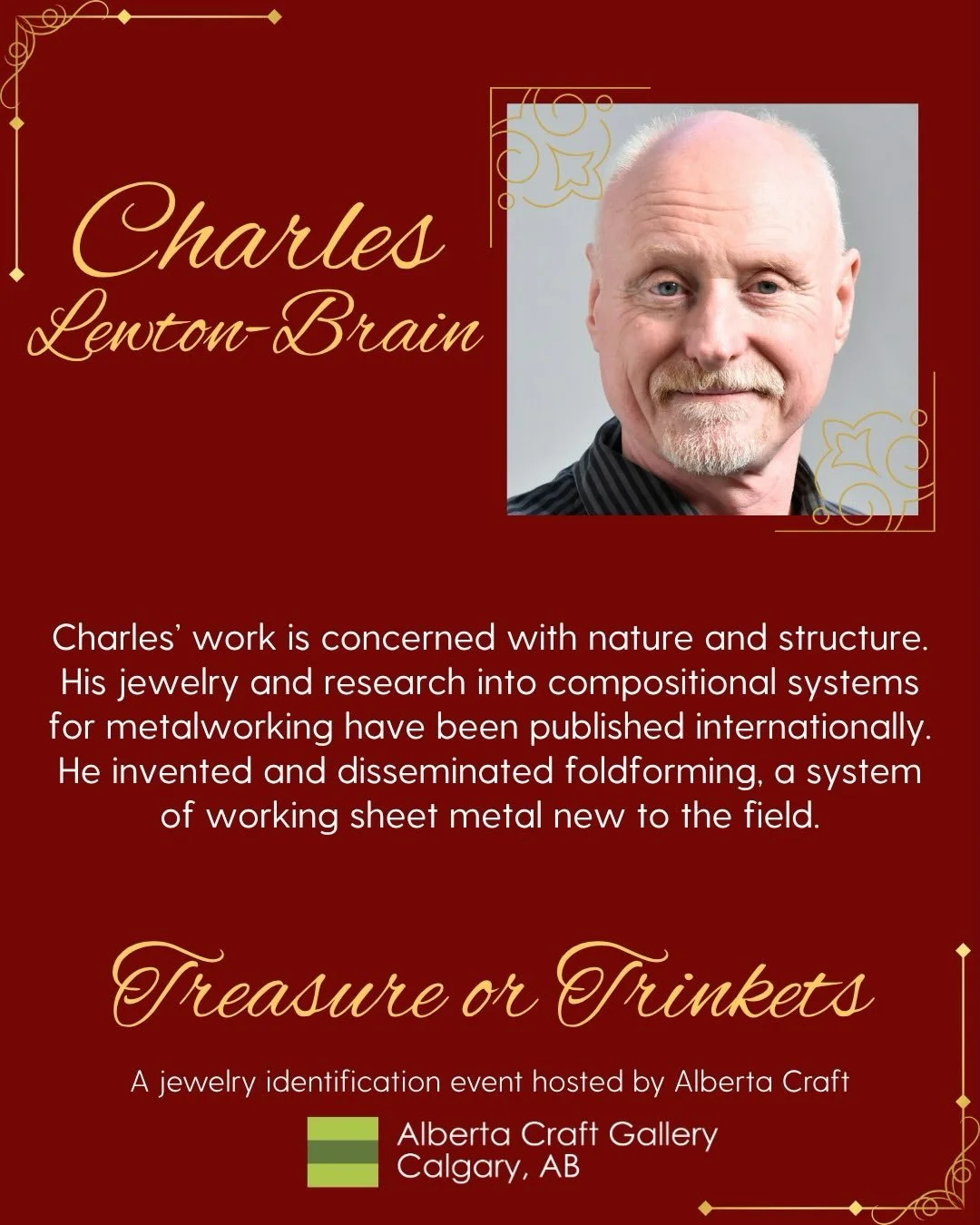 Charles is one of the talented jewellers who will be a part of our panel at Treasures or Trinkets this summer! Reserve a time slot through the link in our bio now to skip the line and have your mystery jewellery pieces cleaned and assessed in this fu