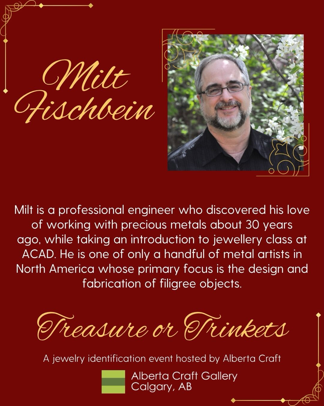 Milt is one of the talented jewellers who will be a part of our panel at Treasures or Trinkets this summer! Reserve a time slot through the link in our bio now to skip the line and have your mystery jewellery pieces cleaned and assessed in this fun A