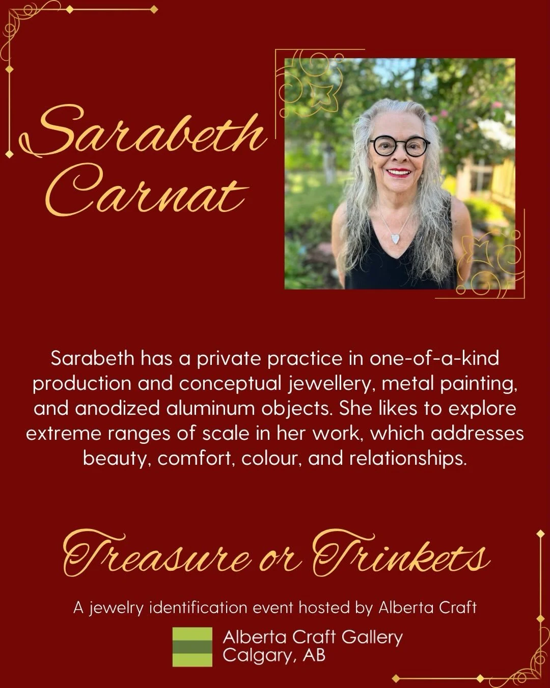 Sarabeth is one of the talented jewellers who will be a part of our panel at Treasures or Trinkets this summer! Reserve a time slot through the link in our bio now to skip the line and have your mystery jewellery pieces cleaned and assessed in this f