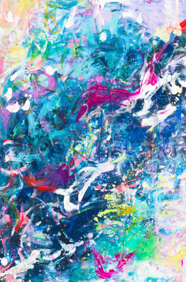 abstract colourful painting by Sarah Wasey