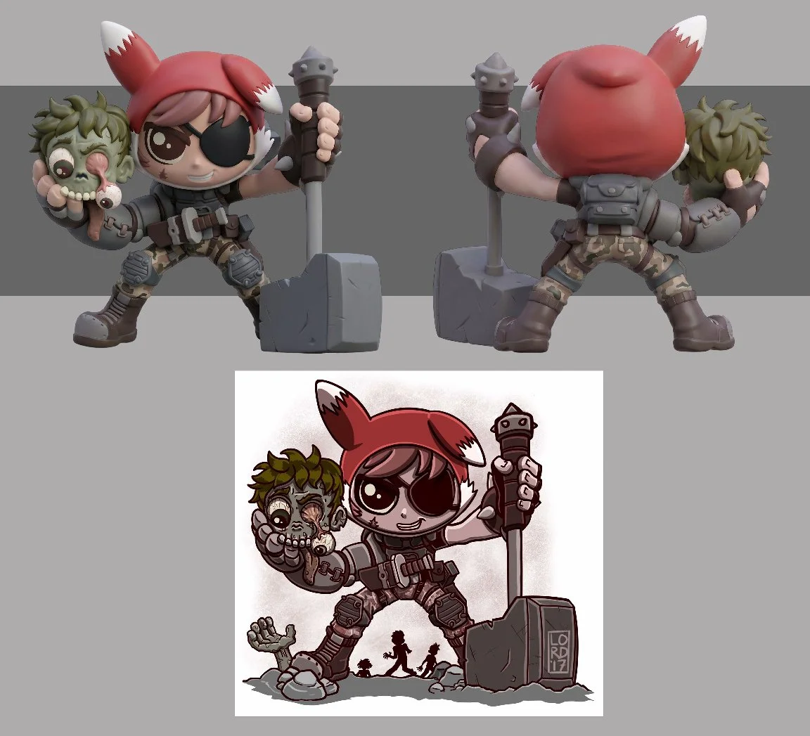 AI rendering of a collectible toy based off of personal concept art of an original character.