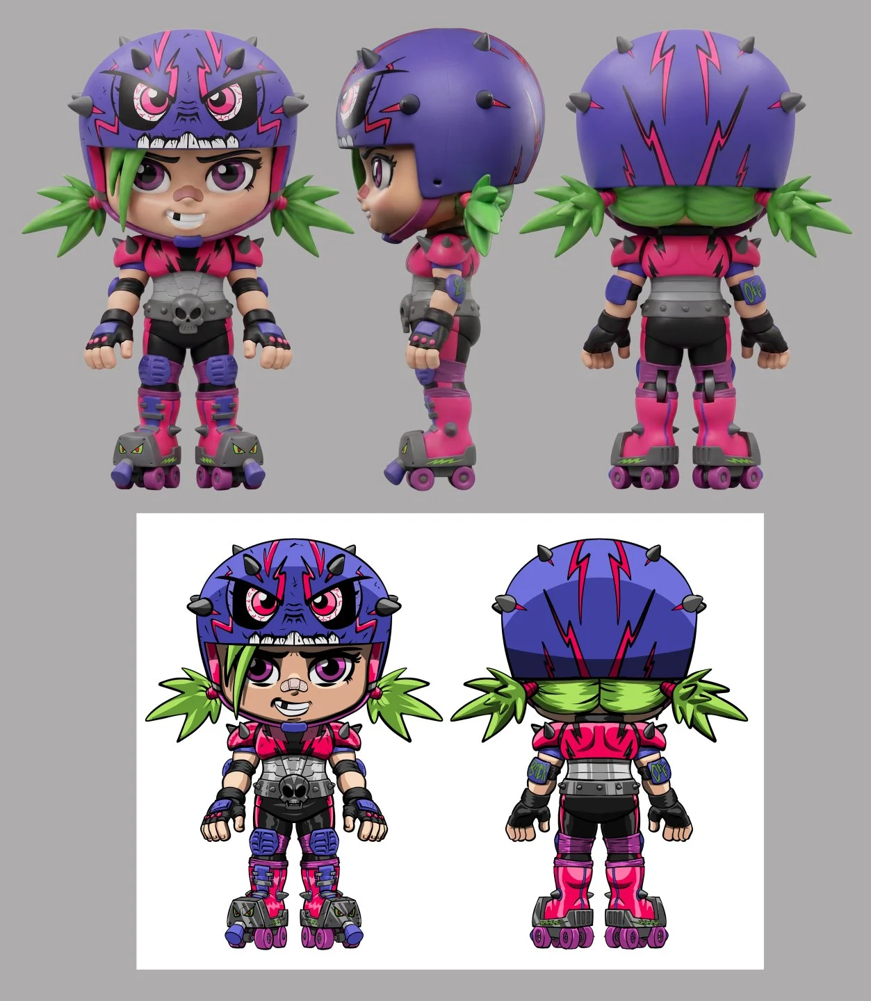 AI rendering of an action figure based off of personal concept art of an original character.