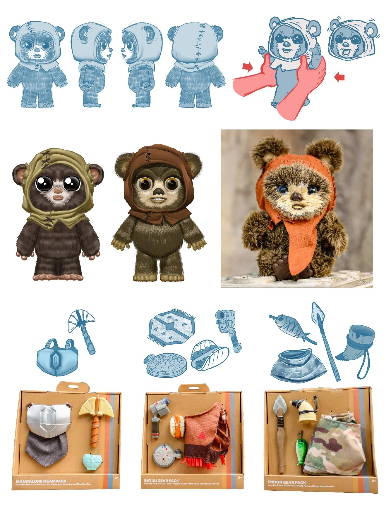Client: Lucasfilm/Disney
Toyline: Toys
Job: Concepted animated interactive plush toy based on the Star Wars Ewok character. Additionally concepted the accessories for the toy line.