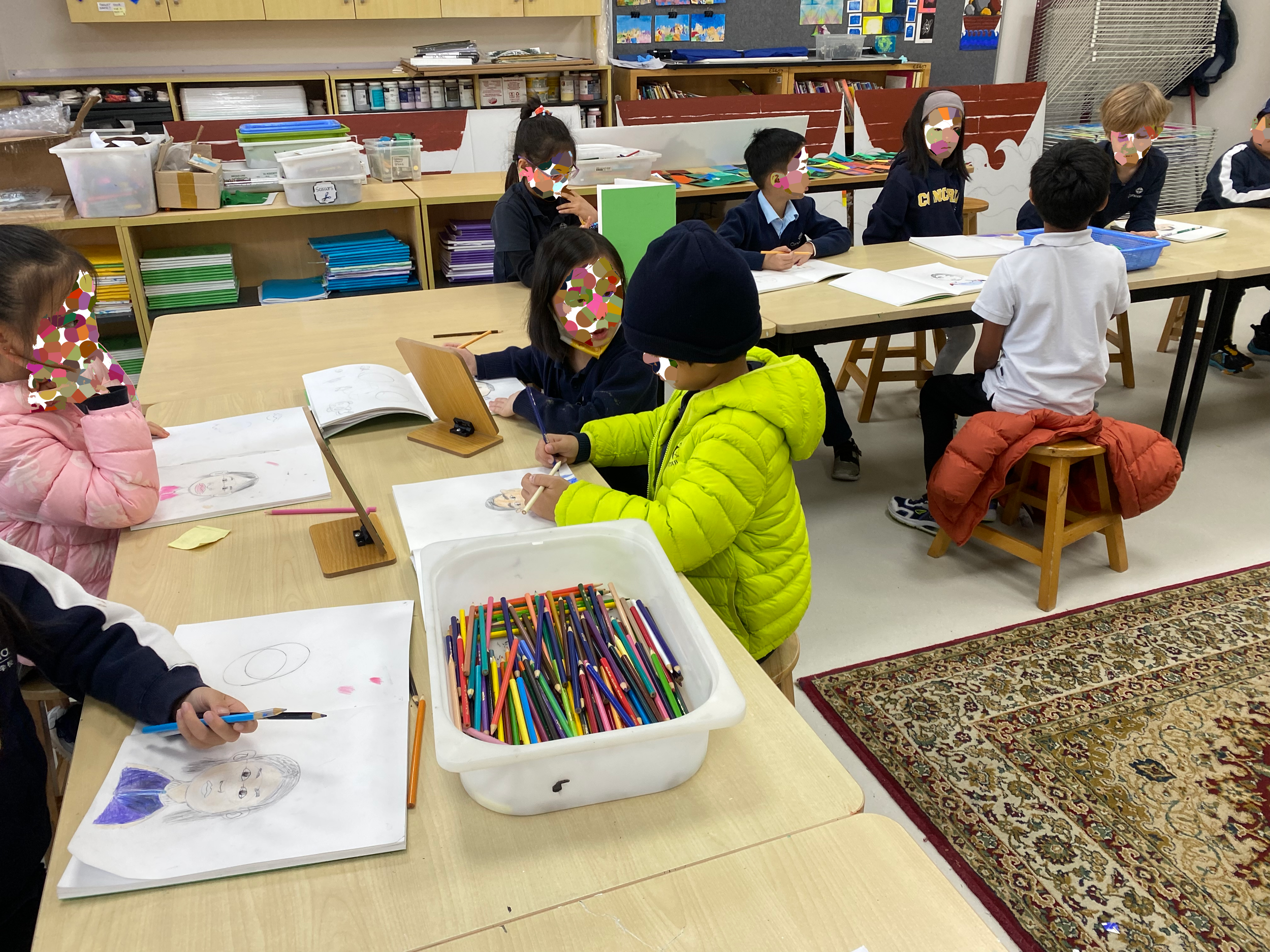 Grade 1 Observational Self Portraits Using Mirrors 2