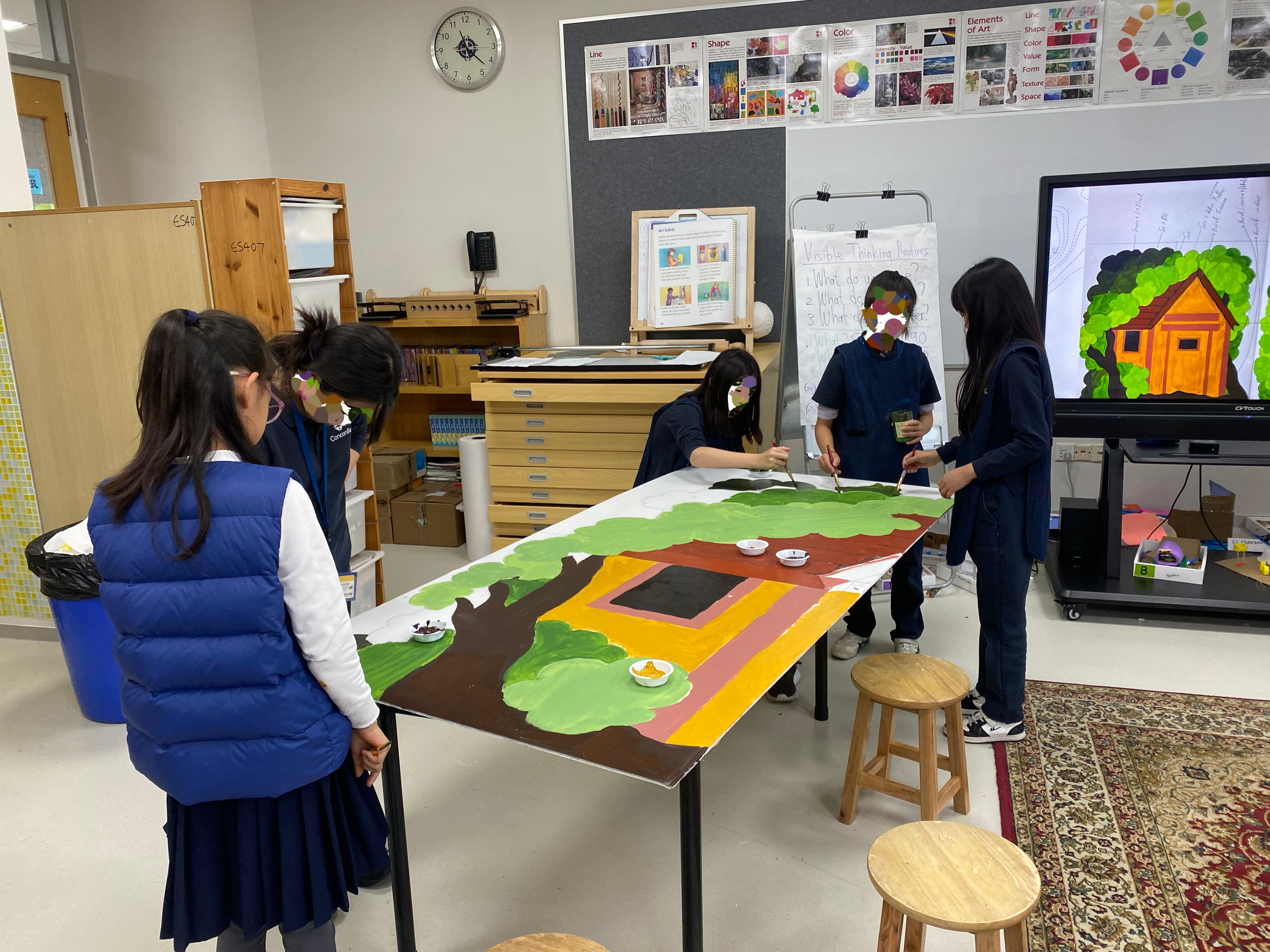 Grade 6 Treehouse Musical Set Design (Gradation Values Painting Lesson) 4