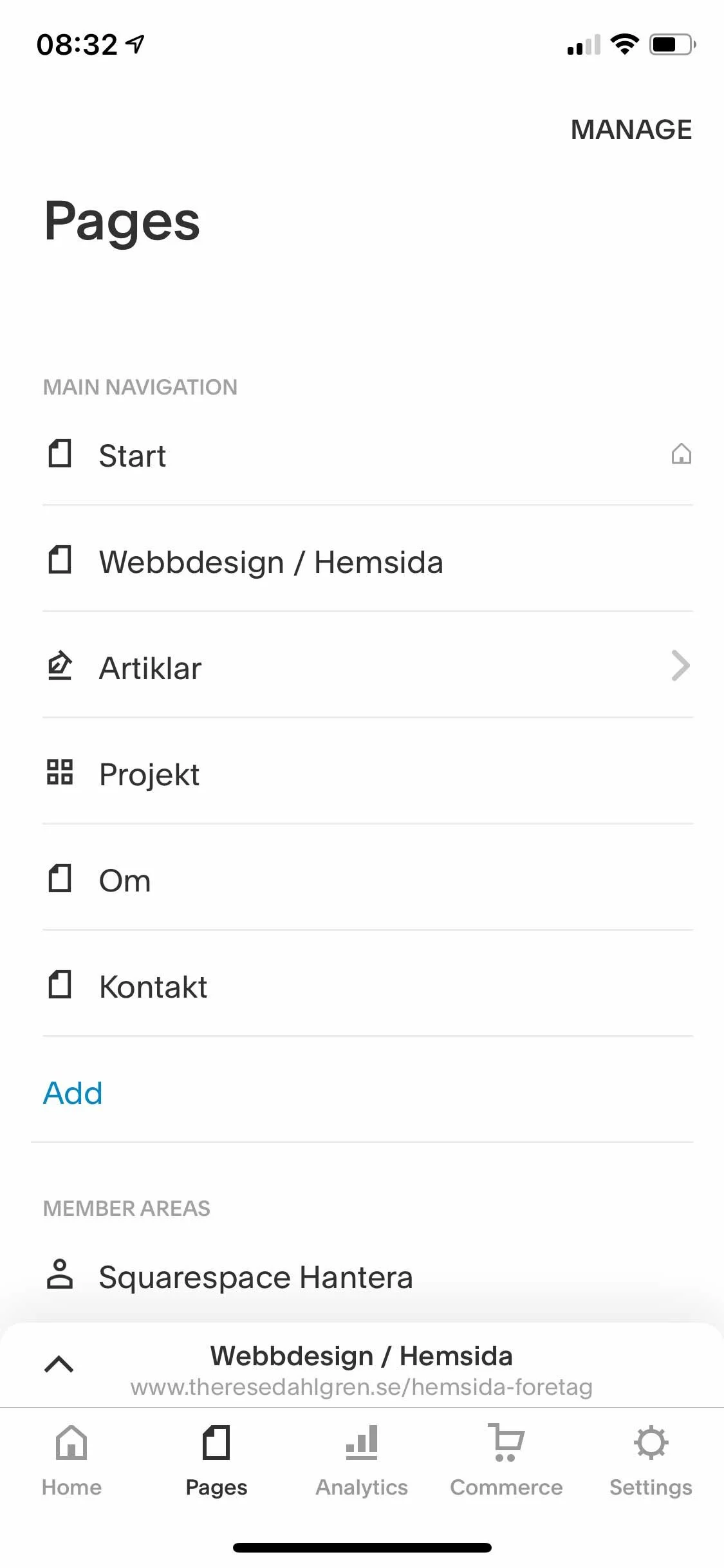 Squarespace app för både iOS och Android Squarespace Therese Dahlgren