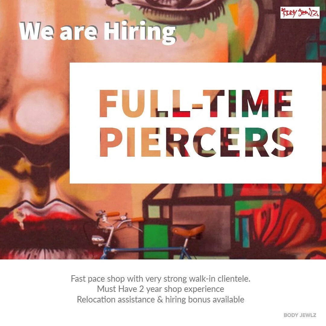 DM or send resume/inquiries to jobs@mybodyjewlz.com