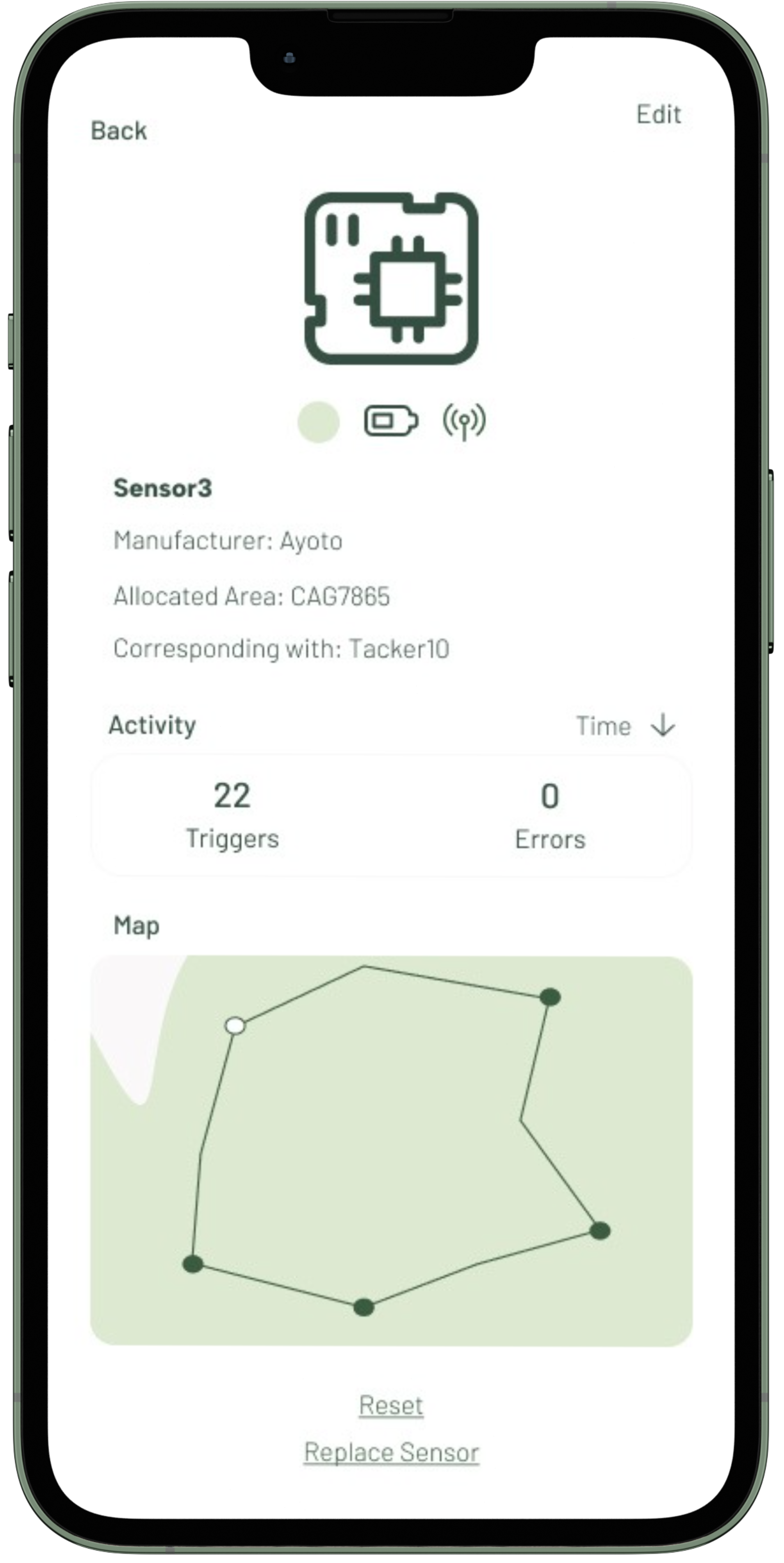 StagTag App Sensor Details Screen