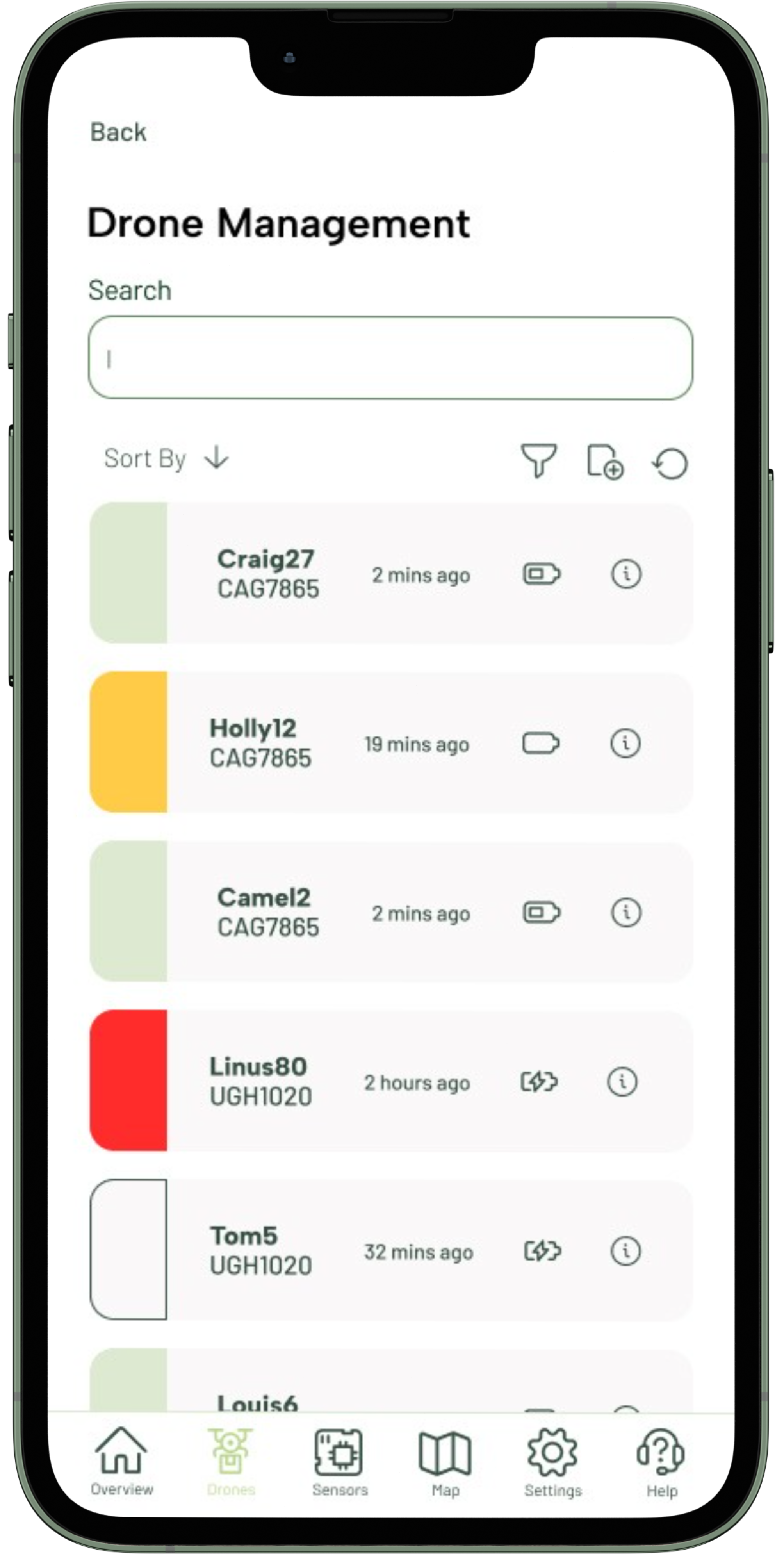 StagTag App Drone Management Screen