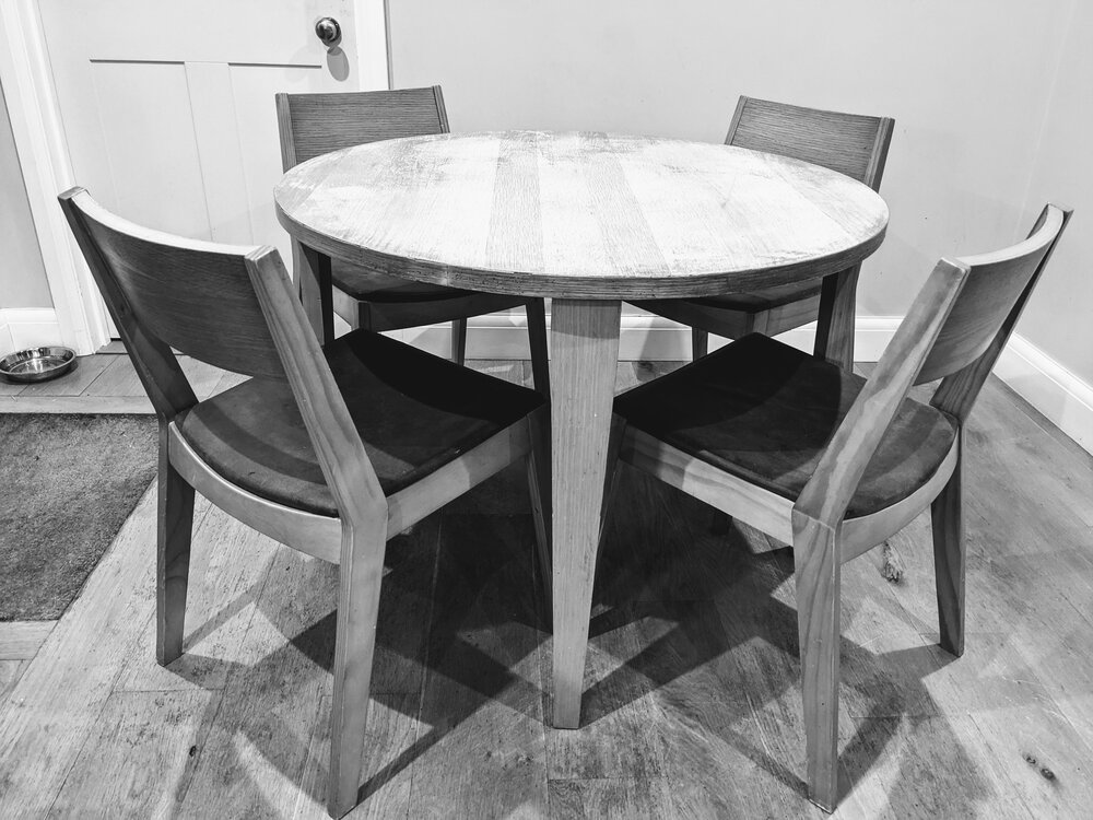 Bad Furniture The Artizan Joiner, Second Hand White Round Dining Table And Chairs