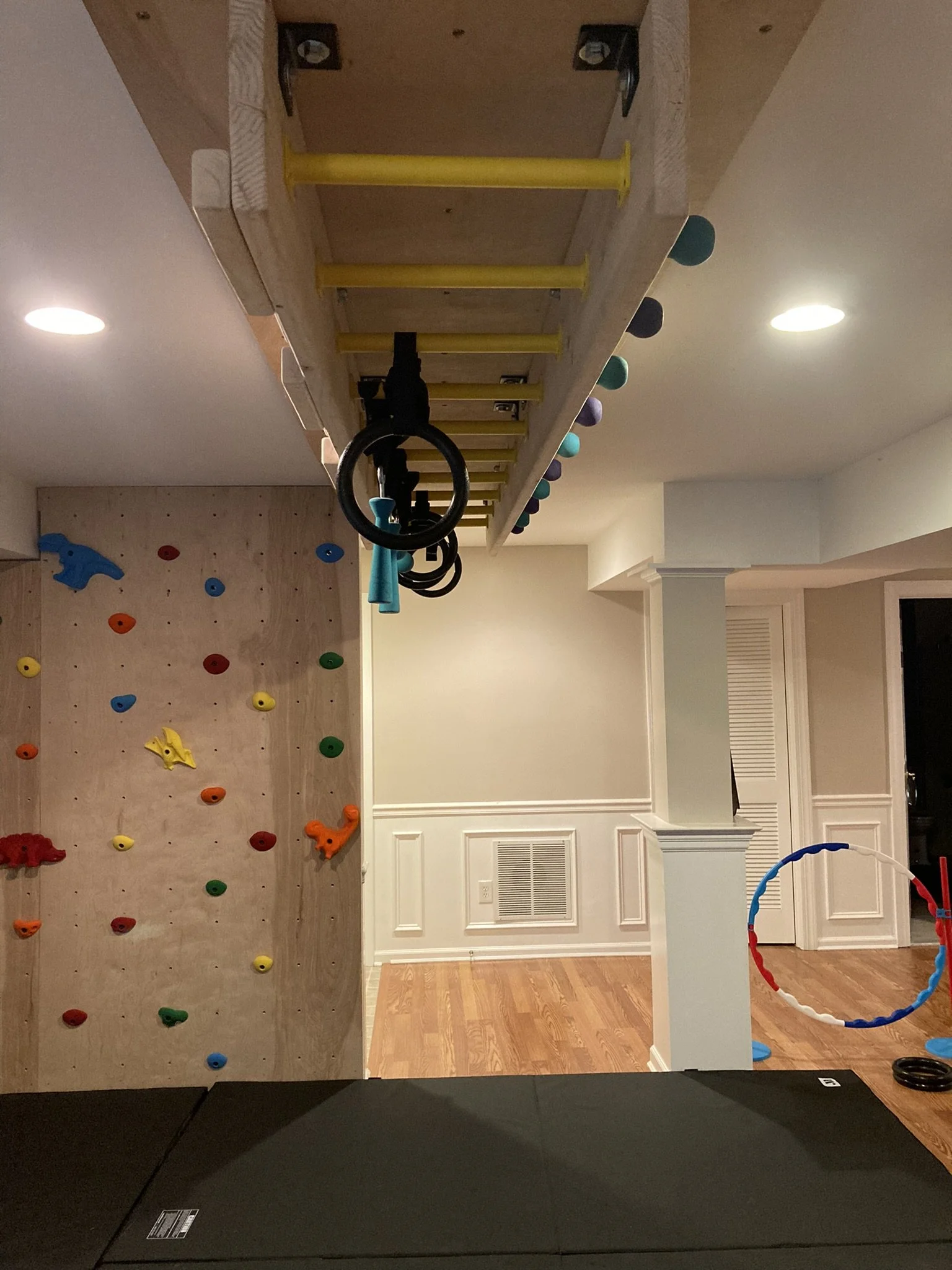 Monkey bars in the basement!