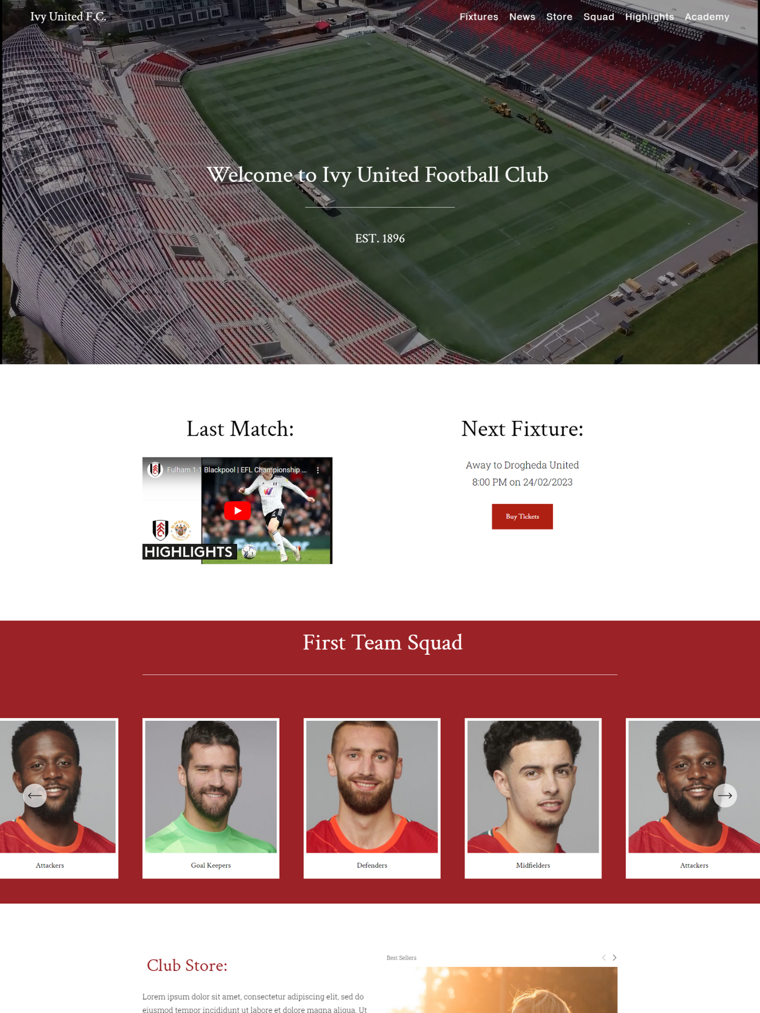 Sports Team Squarespace Template — Eire Web Design