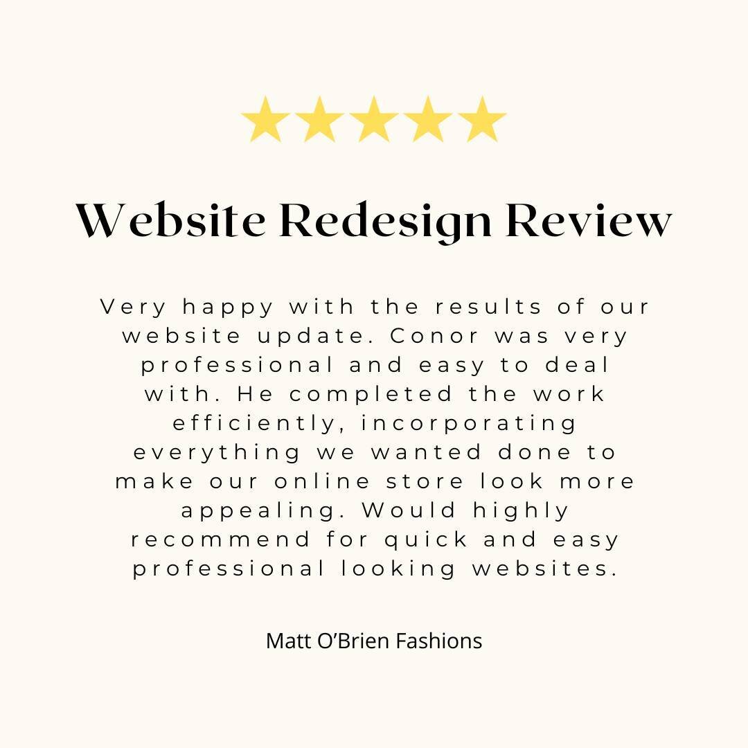 Fantastic feedback from one of our website redesign clients! ⁠
⁠
If you need your website redesigned, don't hesitate to contact us!⁠
⁠
#webdesigners #websitedesign #irishdesigners #webdesignersireland #irishwebsitedesigners