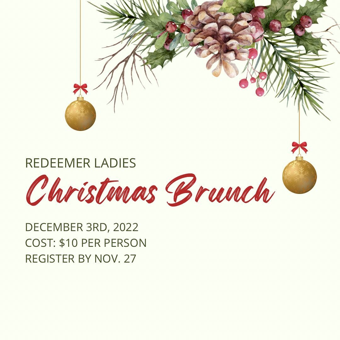 We hope you join us for our annual Christmas Brunch! We will be hearing an encouraging word, singing Christmas songs, and enjoying a tasty brunch together 🎄

Please register by Nov 27! Registration link can be found on our stories and also the lates