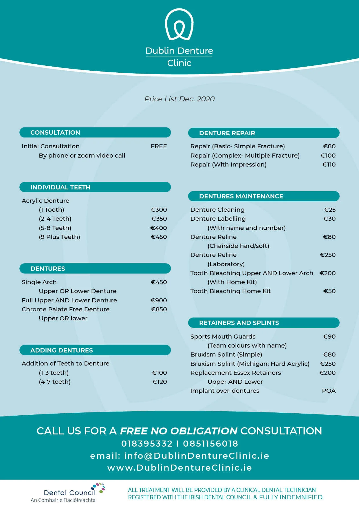 Dublin Denture Clinic Open and Honest Price List — Dublin Denture Clinic