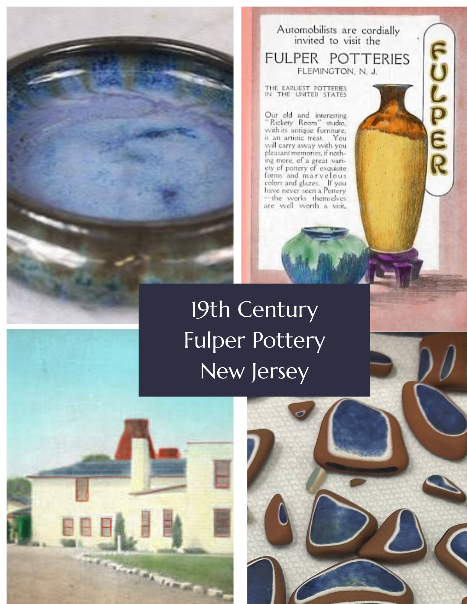Beautifully Broken Jewelry - Blue Glazed 19th Century Fulper Pottery from Flemington, NJ