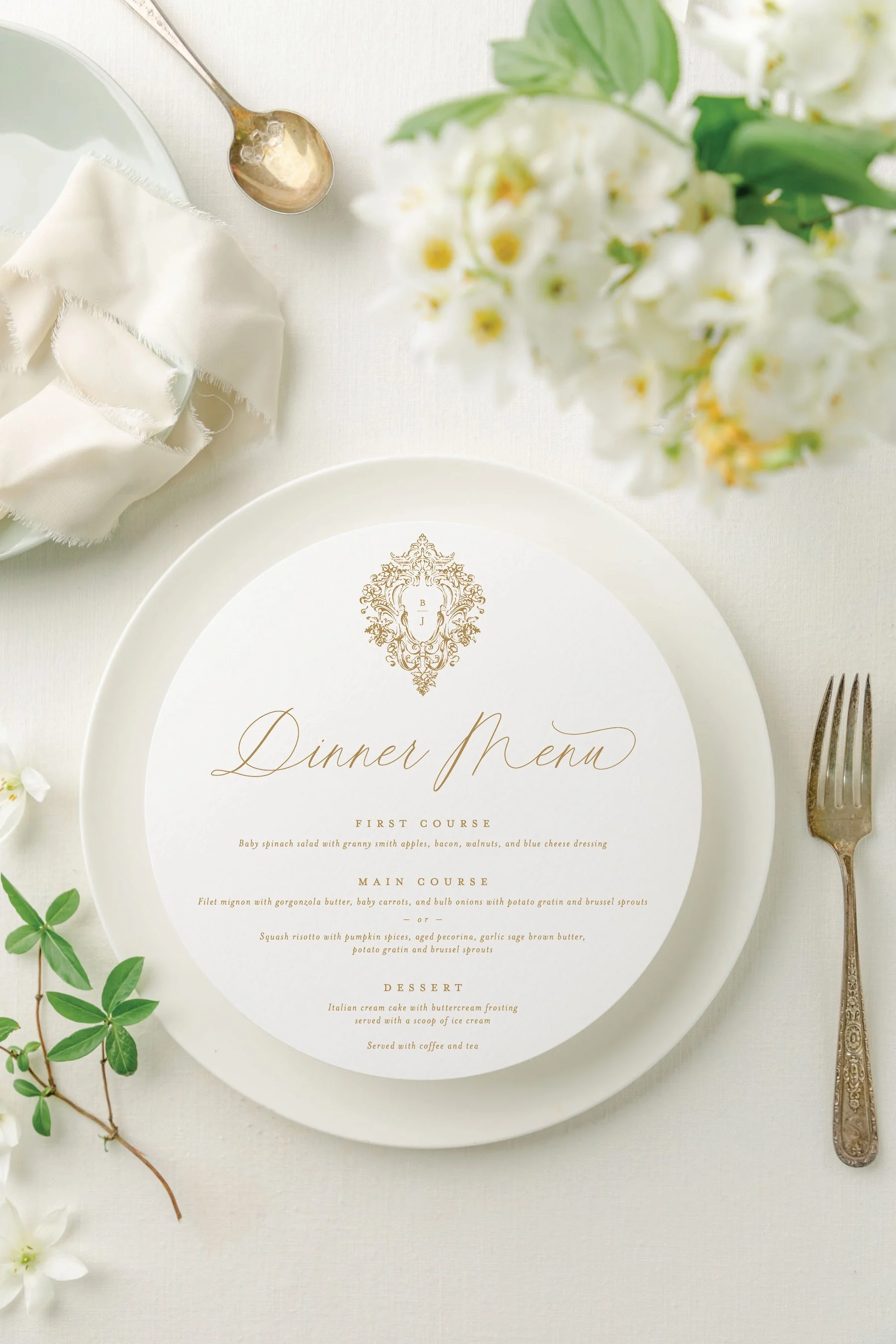 round wedding menu cards