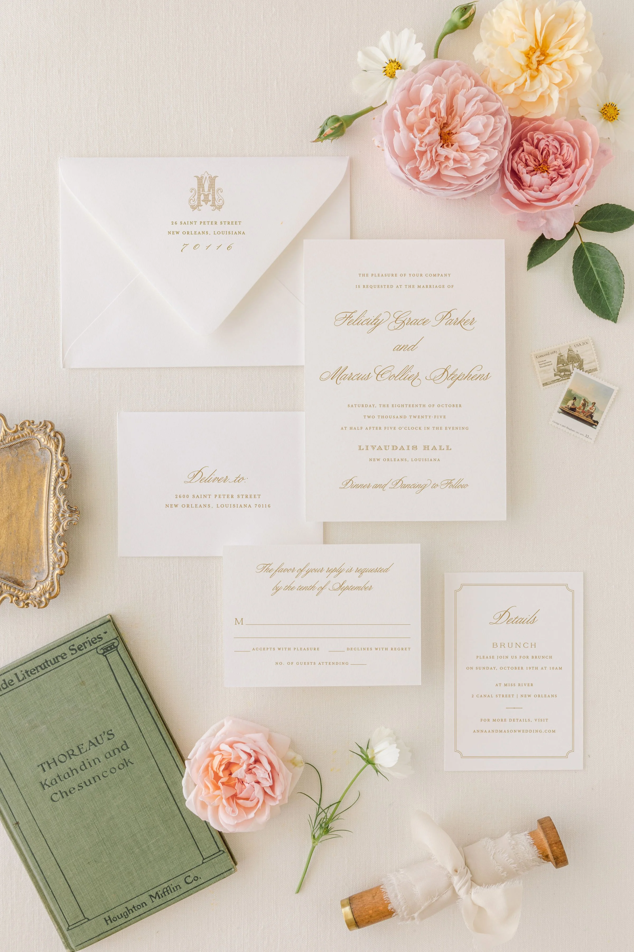 letterpress wedding invitation suite
